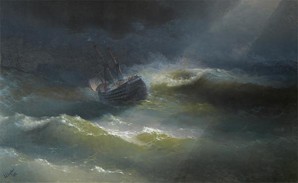 Schiff Maria bei Sturm, 1892 | Aivazovsky | Gemälde Reproduktion