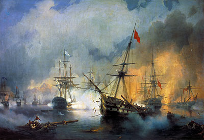 The Battle of Navarino, 20th October 1827, 1846 | Aivazovsky | Gemälde Reproduktion