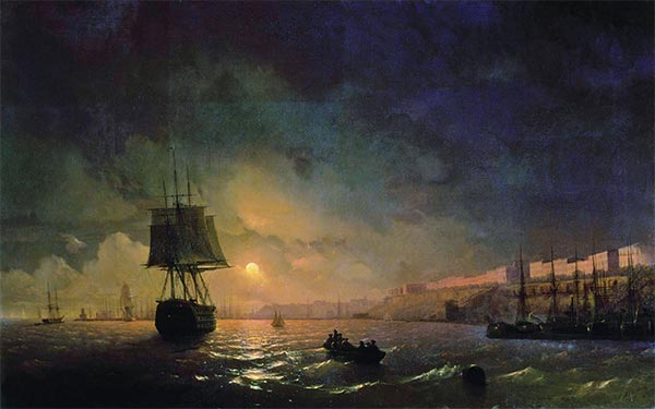 View Odesa in a Moonlight Night, 1855 | Aivazovsky | Painting Reproduction