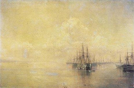 Geschwader der Schwarzmeerflotte beim Einlaufen ..., 1895 von Aivazovsky | Gemälde-Reproduktion