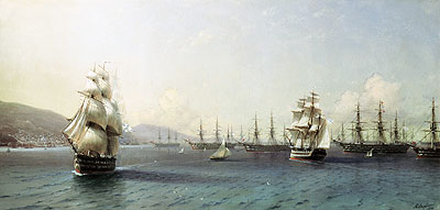 Die Schwarzmeerflotte bei Feodosia, 1890 von Aivazovsky | Gemälde-Reproduktion