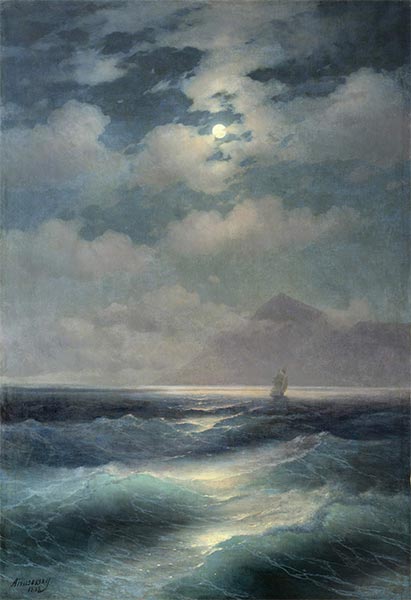 View of the Sea by Moonlight, 1878 | Aivazovsky | Painting Reproduction
