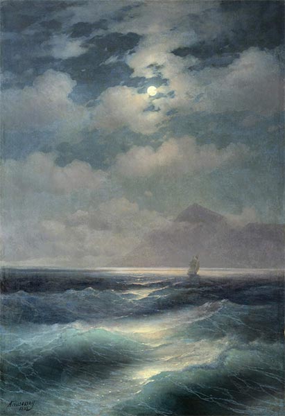View of the Sea by Moonlight | Aivazovsky | Painting Reproduction