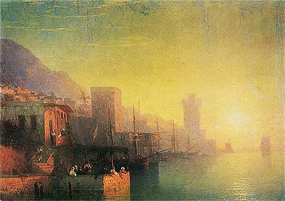 Auf der Insel Rhodos, 1861 von Aivazovsky | Gemälde-Reproduktion