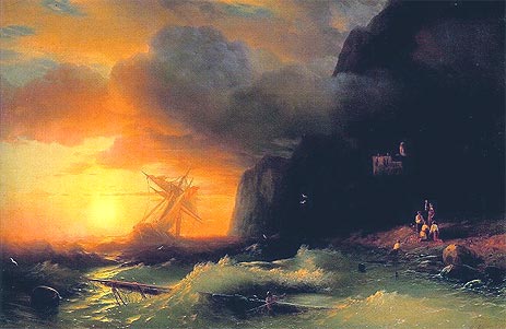 Shipwreck off Mount Athos, 1856 | Aivazovsky | Painting Reproduction