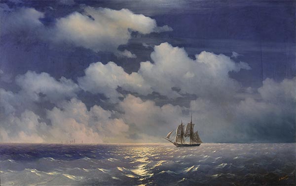 The Brig Mercury Returns to Russian Squadron, 1848 | Aivazovsky | Painting Reproduction