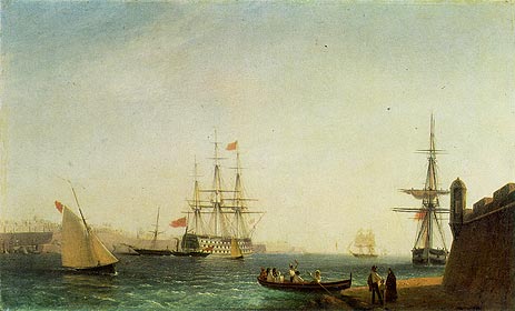 Der Hafen von La Valletta auf der Insel Malta, 1844 | Aivazovsky | Gemälde Reproduktion