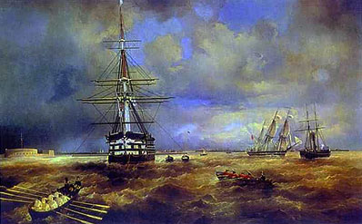 Die Kronstädter Reede, 1840 von Aivazovsky | Gemälde-Reproduktion