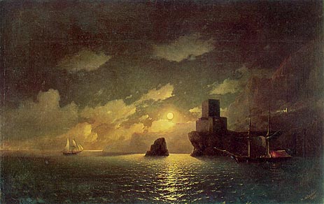 Mondnacht, 1849 von Aivazovsky | Gemälde-Reproduktion