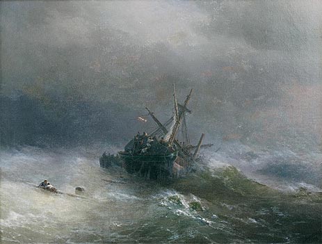 das Herablassen der Boote, 1878 von Aivazovsky | Gemälde-Reproduktion