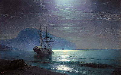 Moonlight in Ayu Dag, Crimea, 1898 | Aivazovsky | Painting Reproduction