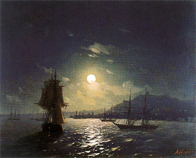 Shipping by a Moonlit Coast, Undated | Aivazovsky | Painting Reproduction