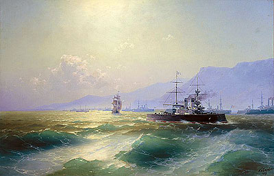 Gunboat off Crete, 1897 | Aivazovsky | Painting Reproduction