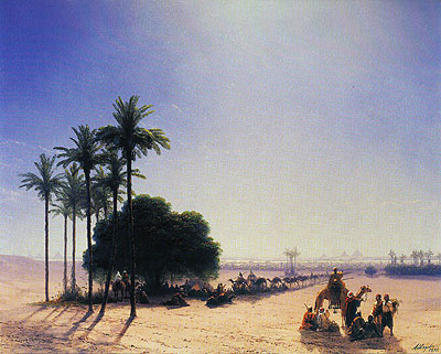 Caravan before the Pyramids, 1871 | Aivazovsky | Gemälde Reproduktion