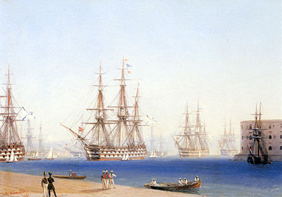 The Black Sea Fleet Entering the Harbour at Sevastopol, 1852 | Aivazovsky | Gemälde Reproduktion