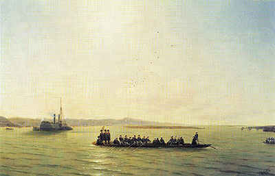 Alexander II Crossing the Danube, 1878 | Aivazovsky | Painting Reproduction