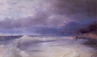 Shipwreck on a Stormy Morning, 1895 | Aivazovsky | Painting Reproduction
