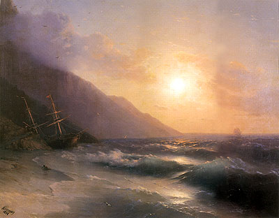 Schiffswrack bei Sonnenuntergang, 1878 von Aivazovsky | Gemälde-Reproduktion