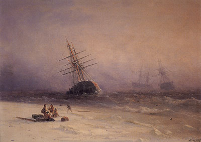 Shipwreck on the Black Sea, 1875 | Aivazovsky | Painting Reproduction