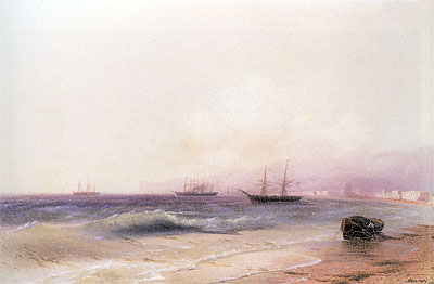 Blick auf die Küste bei Feodosia, 1878 | Aivazovsky | Gemälde Reproduktion