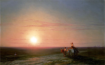 Bauern kehren bei Sonnenuntergang von den Feldern ..., n.d. von Aivazovsky | Gemälde-Reproduktion
