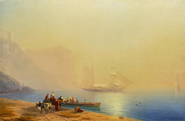 Morgen am Meeresufer, Sudak, 1856 von Aivazovsky | Gemälde-Reproduktion