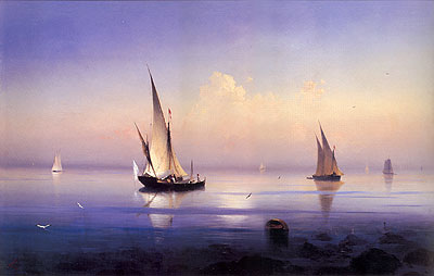 Stiller Morgen bei Vico, 1841 von Aivazovsky | Gemälde-Reproduktion