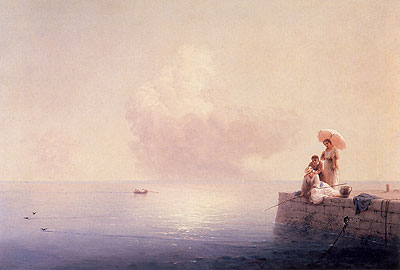 Elegant Ladies Fishing at the Water's Edge | Aivazovsky | Painting Reproduction