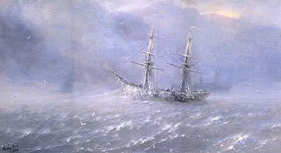 Shipping in a Frozen Stormy Sea, 1886 | Aivazovsky | Painting Reproduction