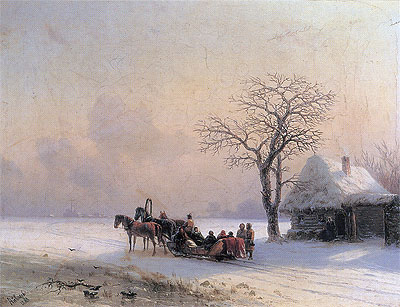 Winter Scene in Little-Russia, 1868 | Aivazovsky | Painting Reproduction