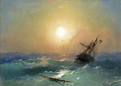 A Ship in Distress, 1865 | Aivazovsky | Painting Reproduction