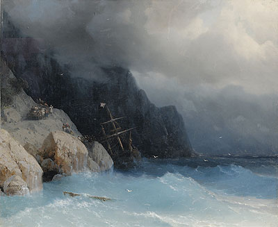 Überlebende eines Schiffswracks auf einem ..., 1868 von Aivazovsky | Gemälde-Reproduktion