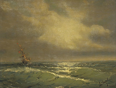 sonnenbeschienene Wellen, n.d. von Aivazovsky | Gemälde-Reproduktion