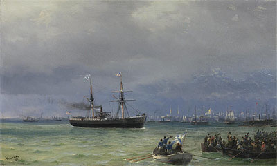 Das Hilfsschiff: Ein Paar, 1892 von Aivazovsky | Gemälde-Reproduktion