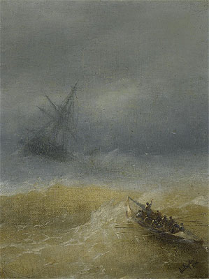 Das Rettungsboot, 1874 von Aivazovsky | Gemälde-Reproduktion