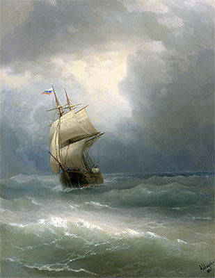 Ship at Sea, 1888 | Aivazovsky | Gemälde Reproduktion