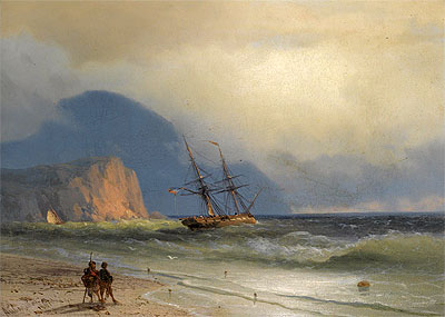 Schiffe vor dem Ajudağ, 1867 von Aivazovsky | Gemälde-Reproduktion