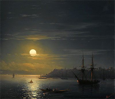 View of Constantinople in Moonlight, Undated | Aivazovsky | Painting Reproduction