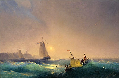 Schifffahrt vor der niederländischen Küste, 1844 von Aivazovsky | Gemälde-Reproduktion