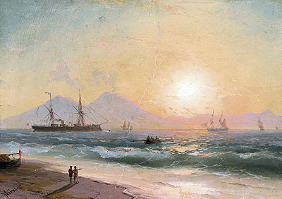 Schiffe bei Sonnenuntergang beobachten, n.d. von Aivazovsky | Gemälde-Reproduktion