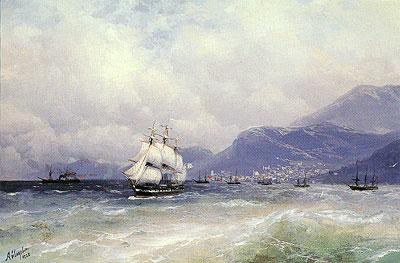 Russian and Turkish Shipping off Trabzon, 1888 | Aivazovsky | Painting Reproduction