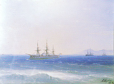 French Warships offshore, 1874 | Aivazovsky | Painting Reproduction