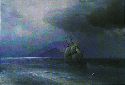 Turkish Ship at Night, 1874 | Aivazovsky | Painting Reproduction