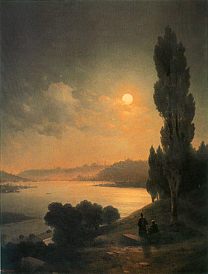 Constantinople, Moonlit View from Eyup, 1874 | Aivazovsky | Gemälde Reproduktion