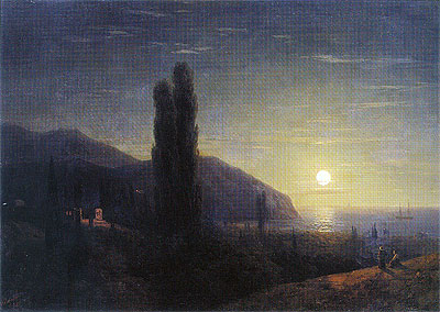 Crimean View in the Moonlight, 1860 | Aivazovsky | Painting Reproduction