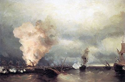 Battle of Vyborg Bay, 25 June 1790, 1846 | Aivazovsky | Gemälde Reproduktion