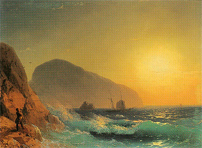 Pushkin Looking out to Sea from the Crimean Coast, 1889 | Aivazovsky | Painting Reproduction
