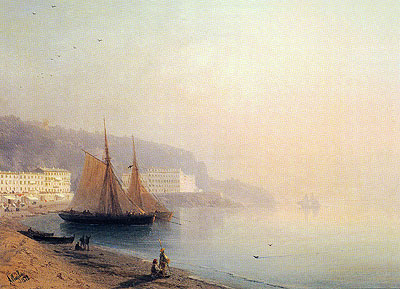 On the Beach at Sunset, 1878 | Aivazovsky | Painting Reproduction