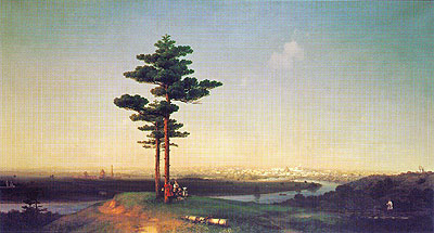 View of Moscow from the Sparrow Hills, 1851 | Aivazovsky | Gemälde Reproduktion