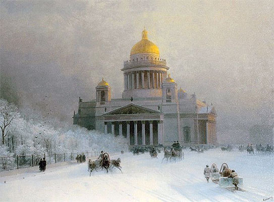 St. Petersburg: St. Isaac's Cathedral on a Frosty Day, c.1870 | Aivazovsky | Painting Reproduction